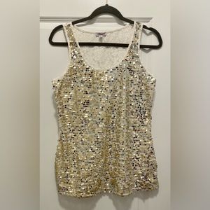 Express Sparkle Sequence Lace Tank Top